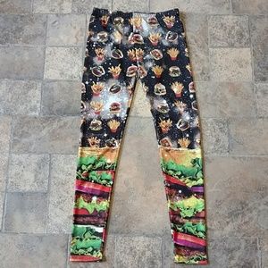 Cheeseburger hamburger & fries galaxy leggings size medium